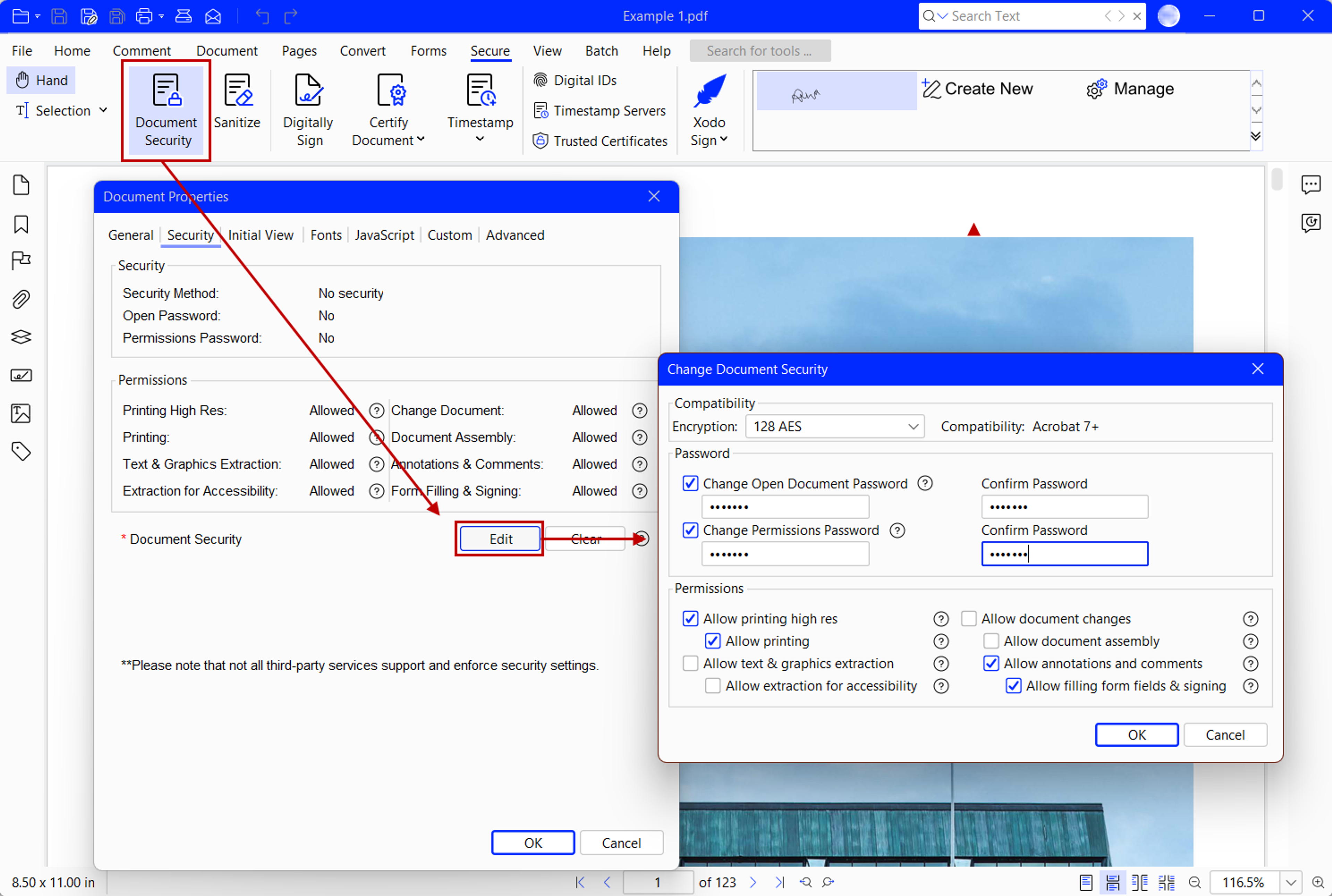 Adding password protection to PDF using Xodo PDF Studio on Linux
