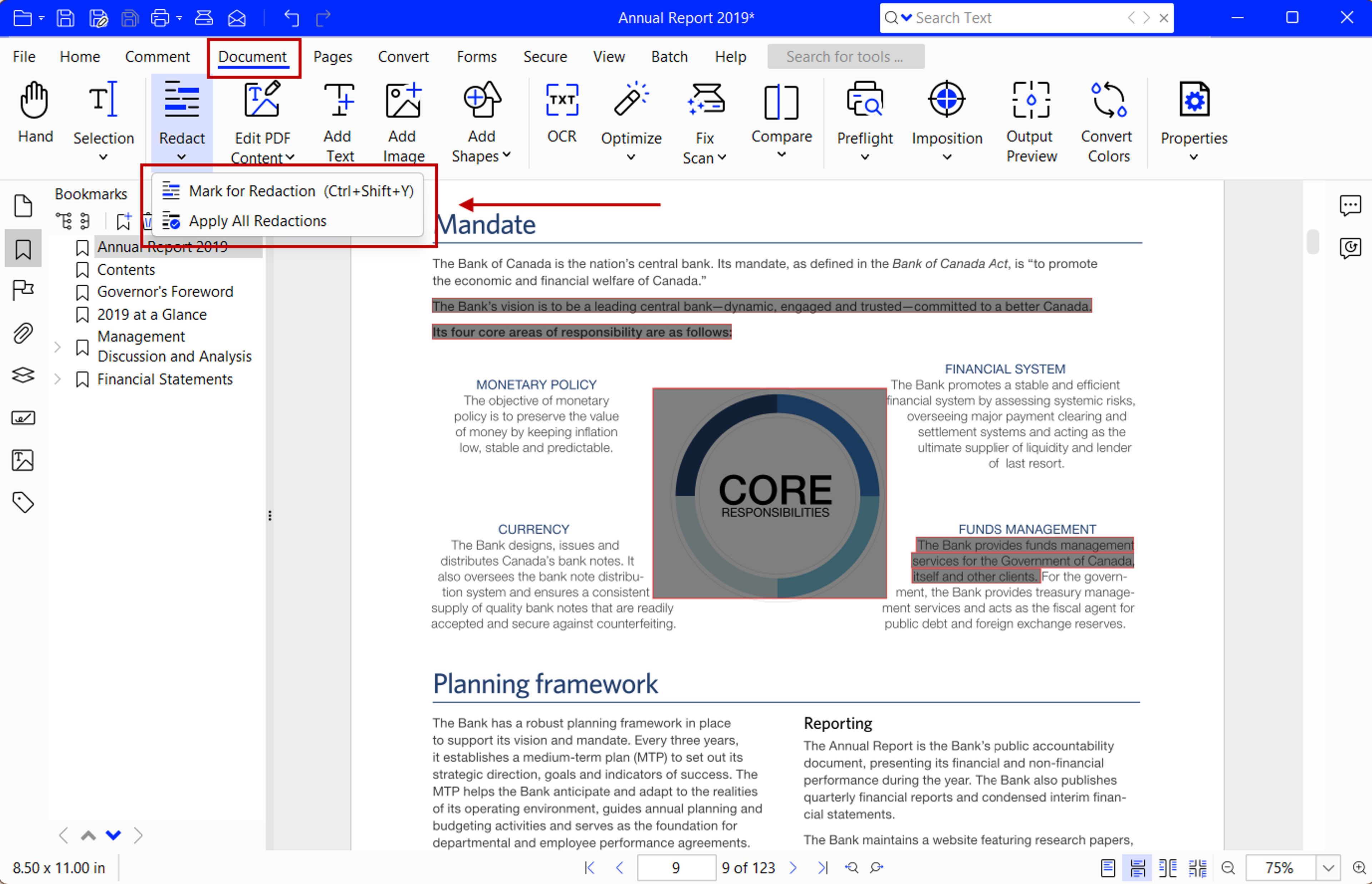 Redacting PDF data using Xodo PDF Studio