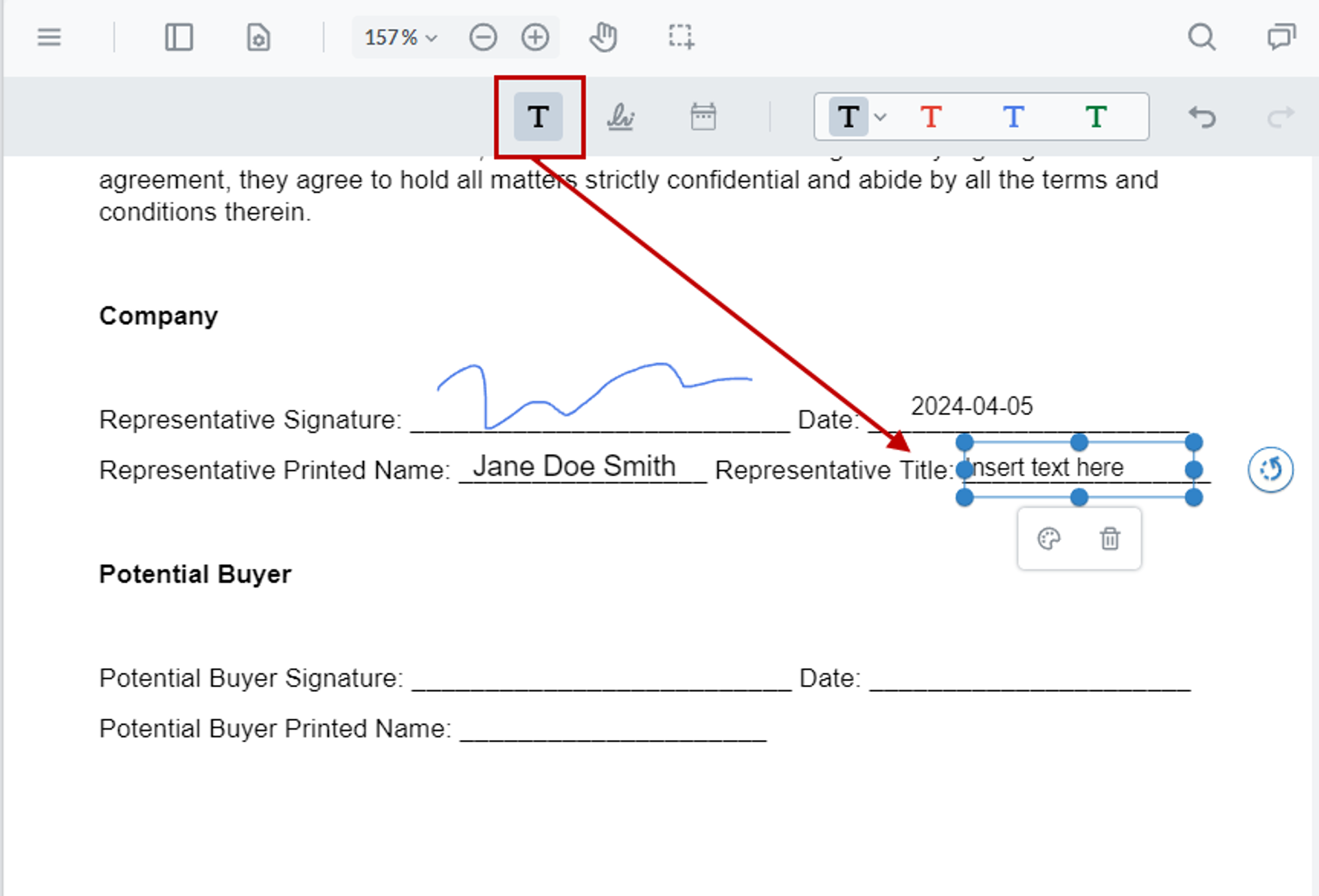 Add text to sign Word documents