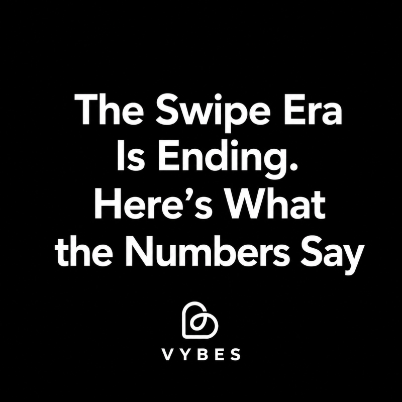 Black background with white text: The Swipe Era Is Ending. Here's What the Numbers Say