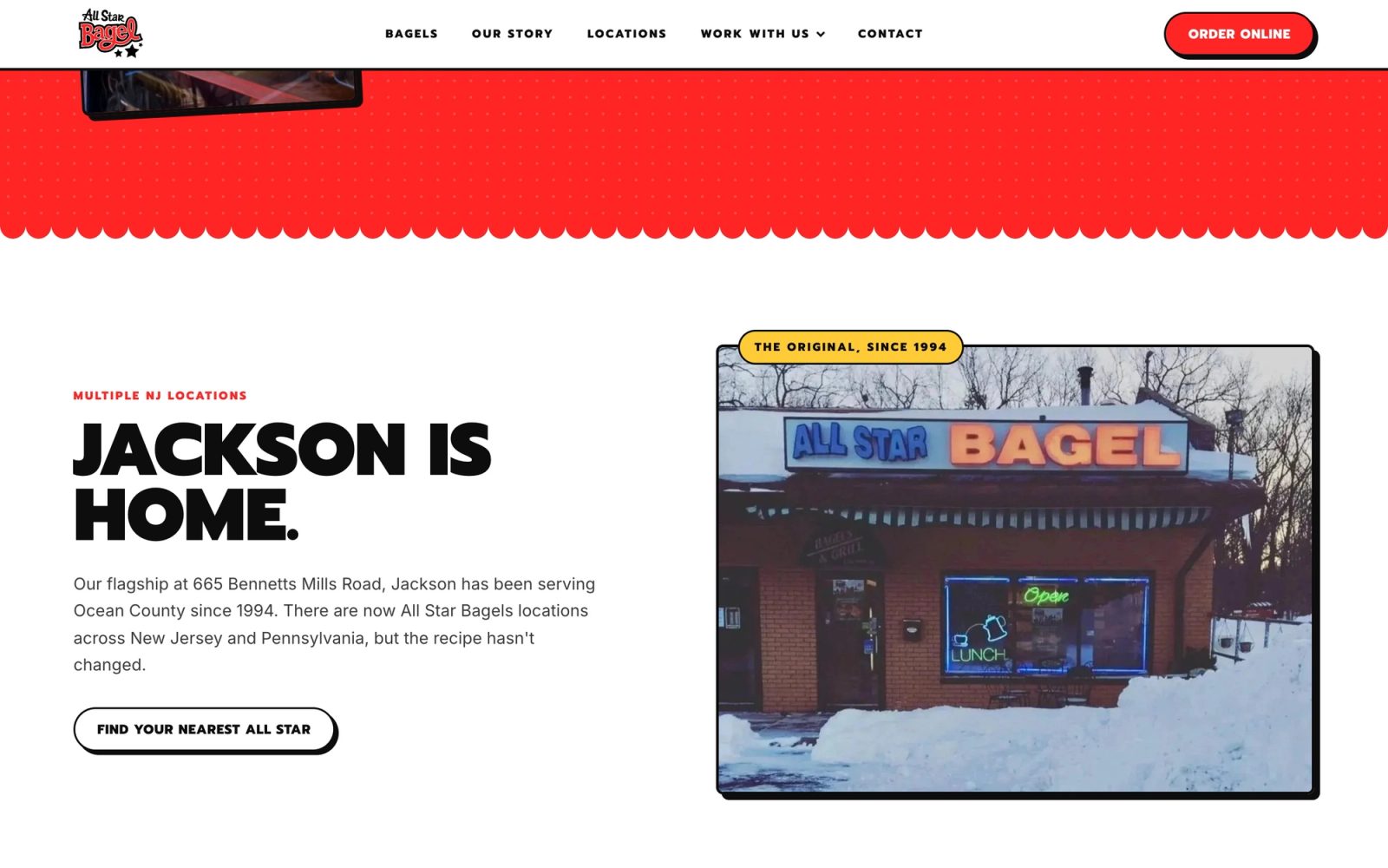 All Star Bagels desktop screen