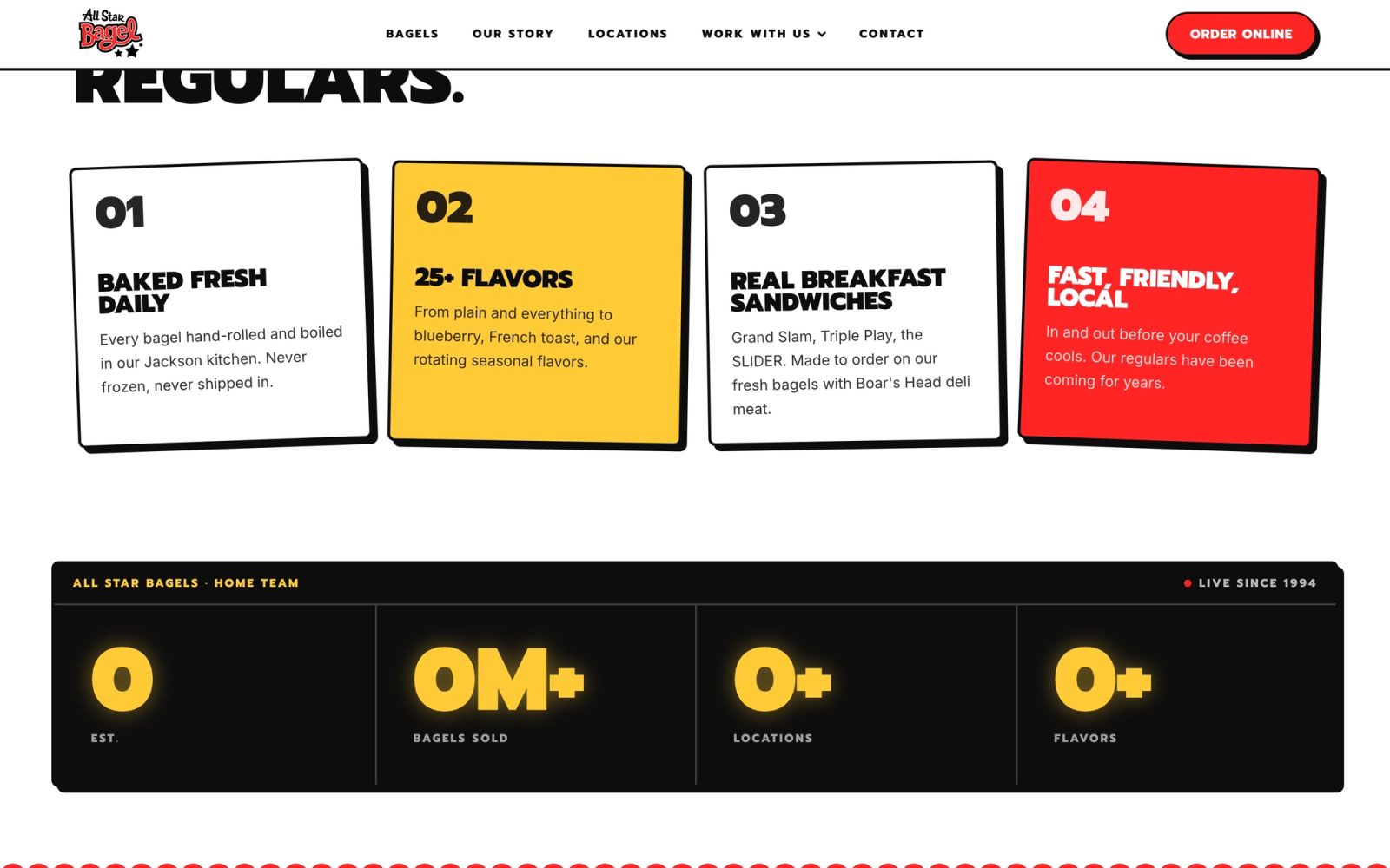 All Star Bagels desktop screen