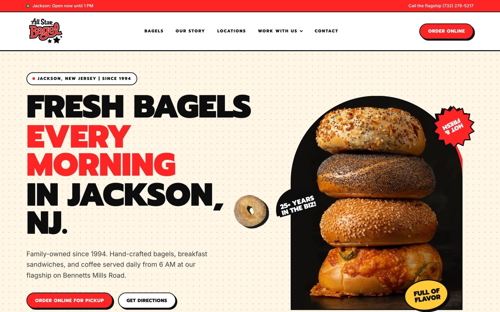 All Star Bagels desktop screen