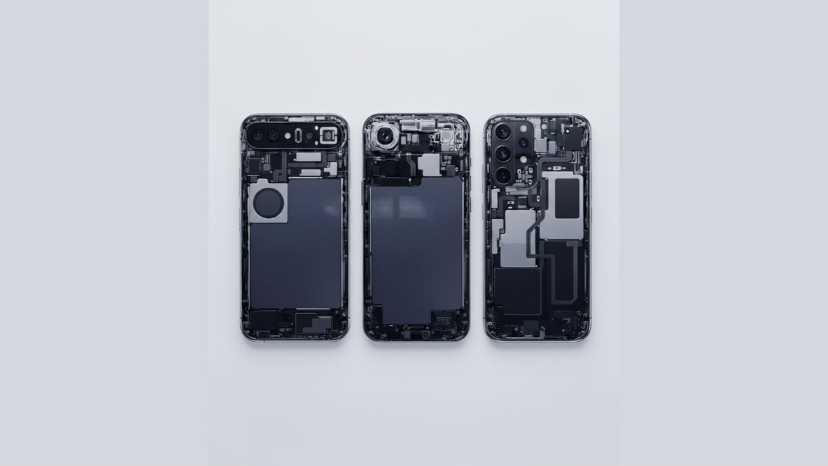A picture of assembled phone components