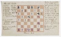 <i>Chess scorecard made with stamps designed by the artist</i>, 1919
Marcel Duchamp, American (born France)
Arensberg Archives
Gift of the Francis Bacon Foundation, 1950