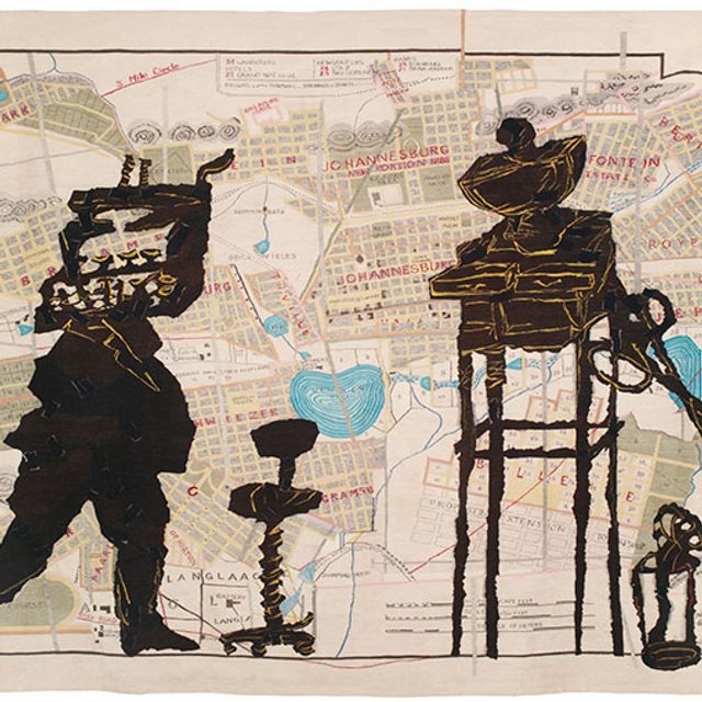 &lt;i&gt;Untitled Study for Tapestry (Office Love)&lt;/i&gt;, 2001
William Kentridge (South African, b. 1955)
Chine collé and collage
28 3/4 x 37 13/16 inches (73 x 96 cm)
Johannesburg Stock Exchange, South Africa