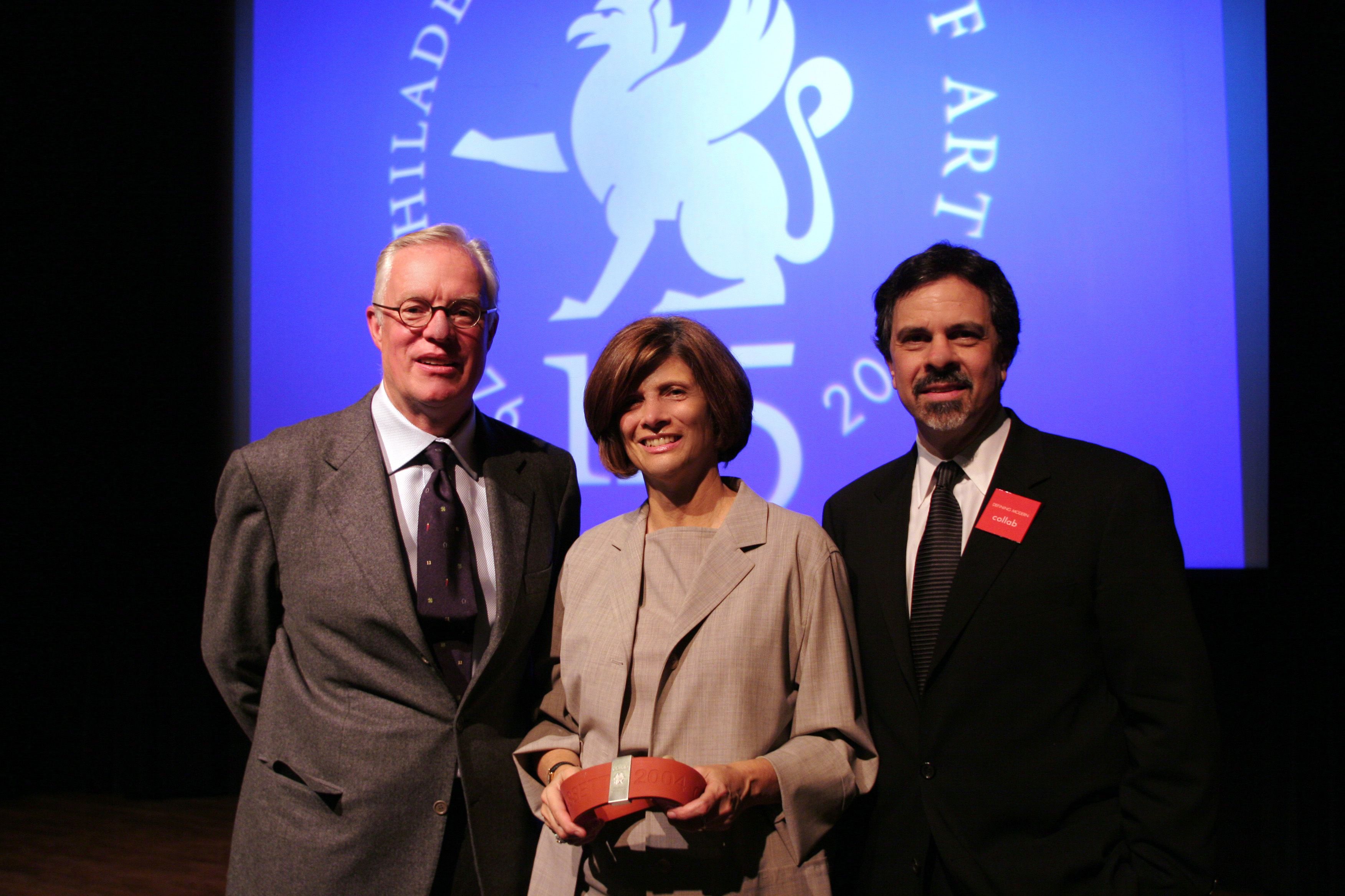 Architect Florence Knoll Bassett posing with the Collab Design Excellence Award