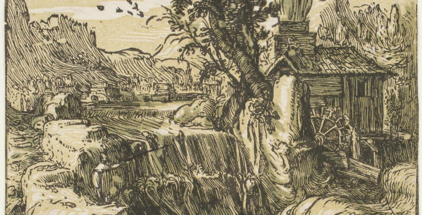 Landscape with a Waterfall, c. 1597-1600, Hendrick Goltzius, Dutch (active Haarlem), 1558 - 1617, 1985-52-1498