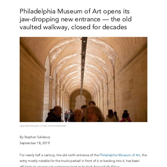 Front cover of &quot;Philadelphia Museum of Art opens its jaw-dropping new entrance
 - The Philadelphia Inquirer&quot;