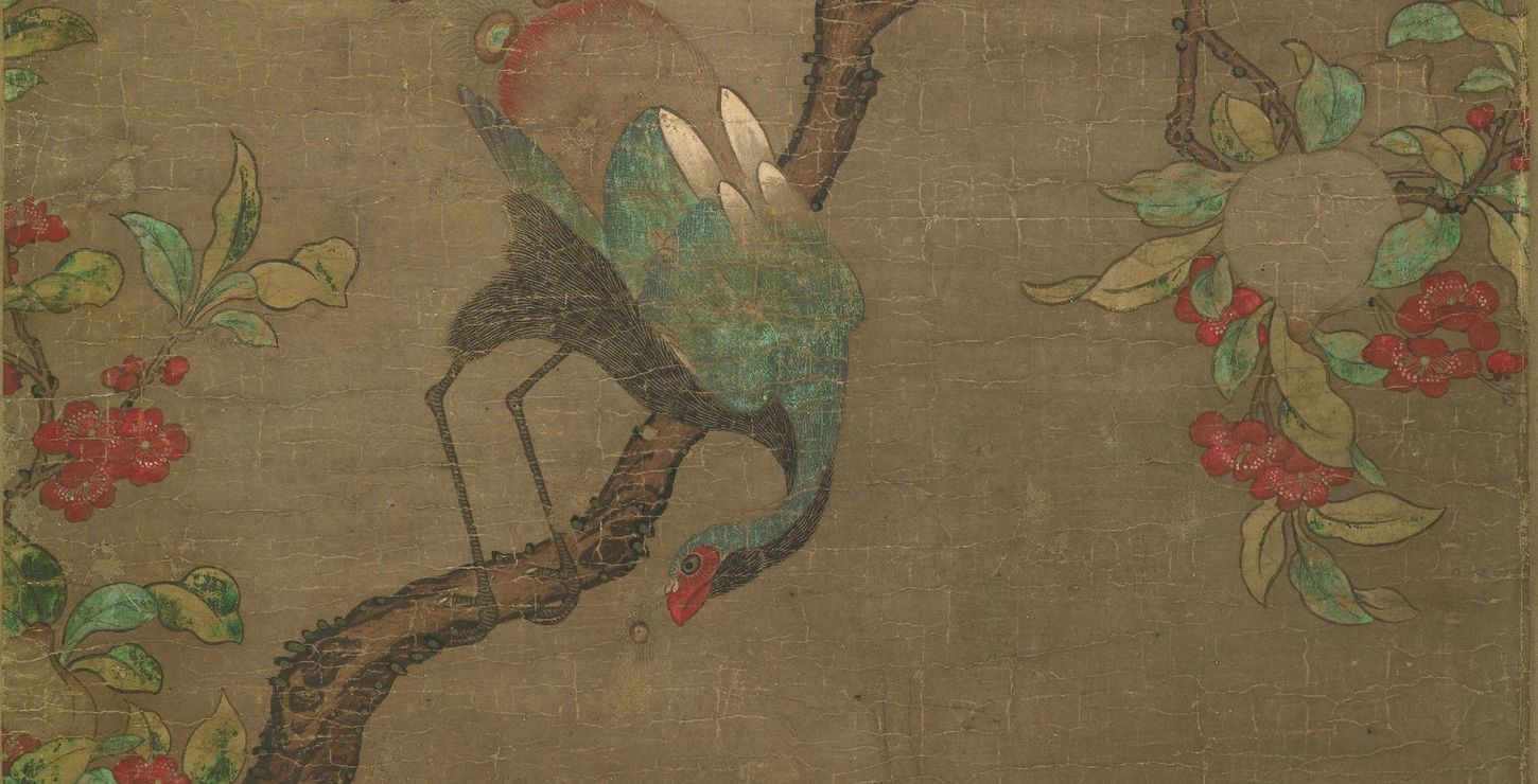 Peacocks in Peach Tree under Moonlight, 19th century, Artist/maker unknown, Korean, 1970-259-1b