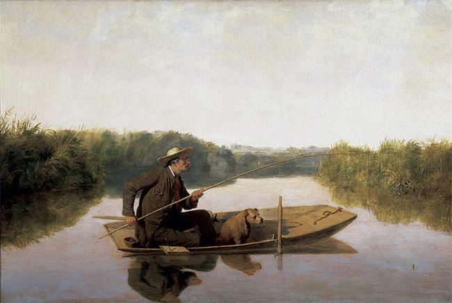<i>First Fish of the Season</i>, 1849 
William Ranney, American
Oil on canvas
27 x 40 inches
Private Collection