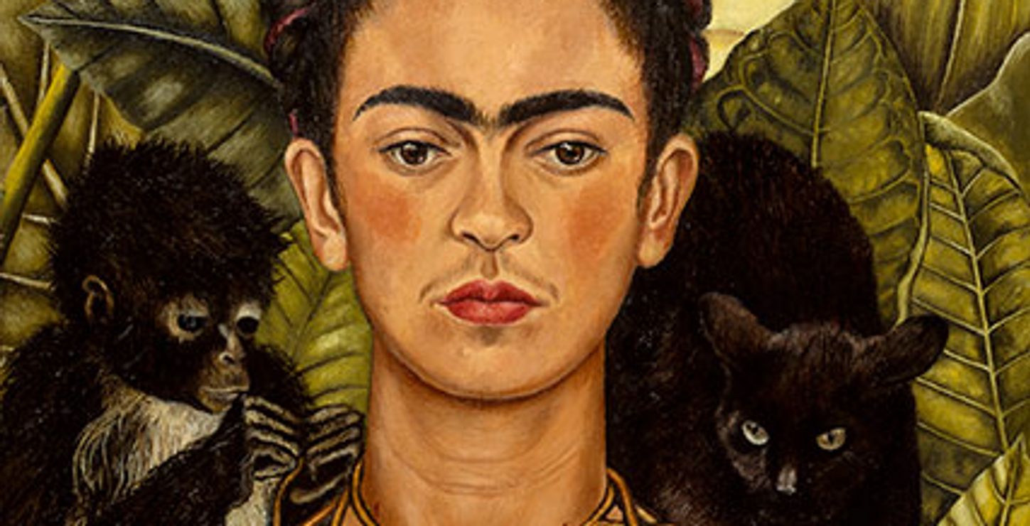 Self-Portrait with Thorn Necklace and Hummingbird (Autorretrato con collar de espinas y colibrí), 1940
Frida Kahlo, Mexican
Oil on canvas
24 5/8 x 18 7/8 inches
Nickolas Muray Collection, Harry Ransom Humanities Research Center, The University of Texas at Austin
© 2007 Banco de México Diego Rivera & Frida Kahlo Museums Trust. Av.
Cinco de Mayo No. 2, Col. Centro, Del. Cuauhtémoc 06059, México, D.F.