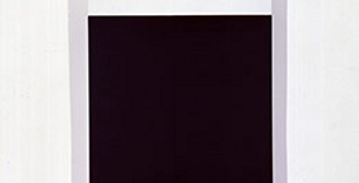 Two Blacks, White and Blue
1955
Oil on canvas, four joined panels
92 x 24 inches (233.7 x 61.0 cm)
(EK 70)
Private collection