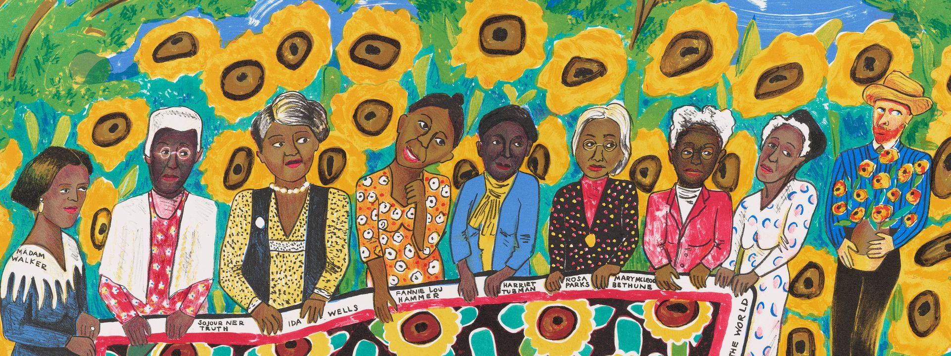 The Sunflower Quilting Bee at Arles, 1996, by Faith Ringgold