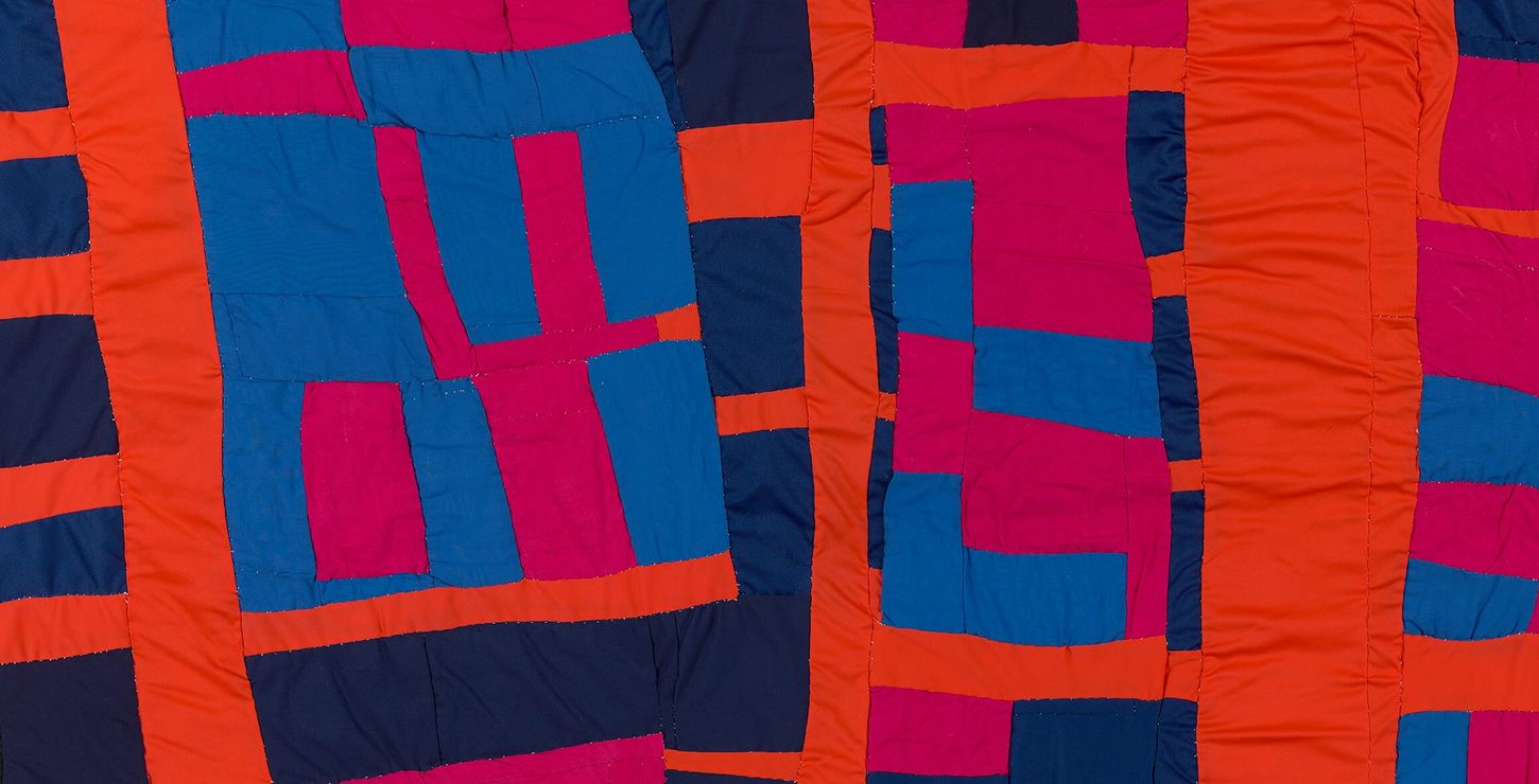 <i>Blocks and Strips Quilt</i> (detail), 2003, by Irene Williams (American, 1920–2015), 2017-229-11. © Estate of Irene Williams/Artists Rights Society (ARS), New York