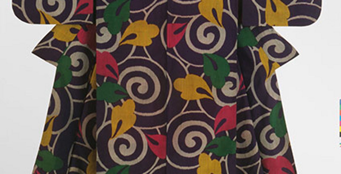 Woman’s Kimono
Japan, 1920s–30s (late Taishō–early Shōwa period)
Machine-spun silk plain weave with stencil-printed warp threads (meisen)
The Montgomery Collection, Lugano, Switzerland