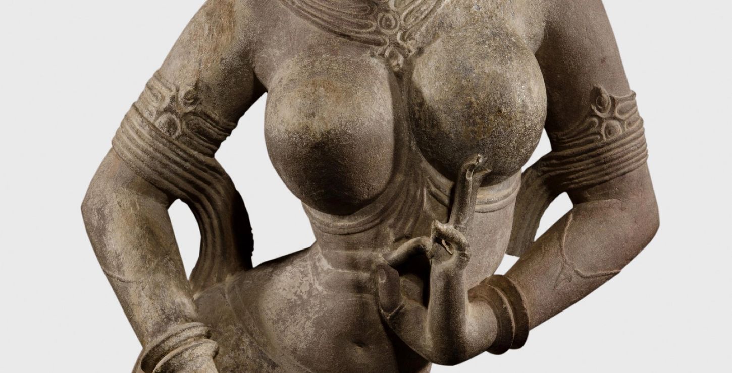 Celestial Woman with Bowl and Bee Sting Hand Gesture, c. Late 11th century, Artist/maker unknown, Indian, 1994-148-21