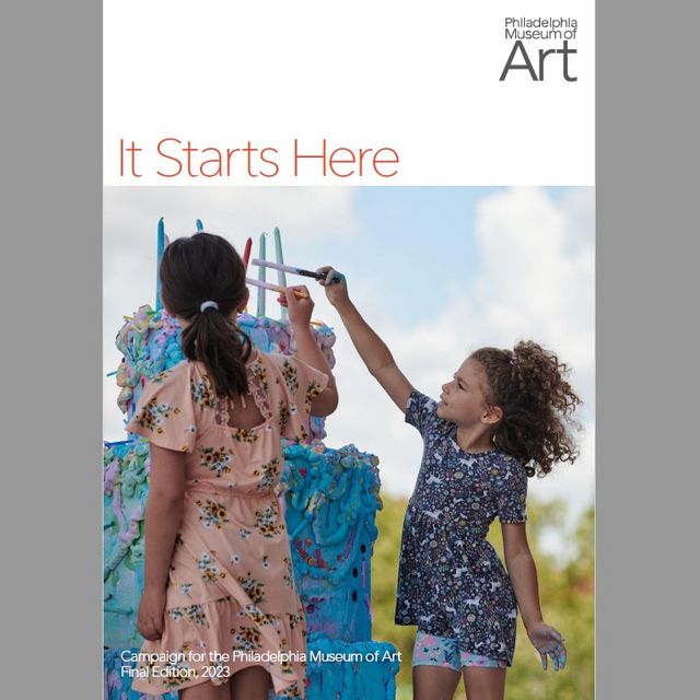 Cover of the &quot;It Starts Here Campaign Newsletter Final Edition 2023&quot; of two children painting a sculpture.
