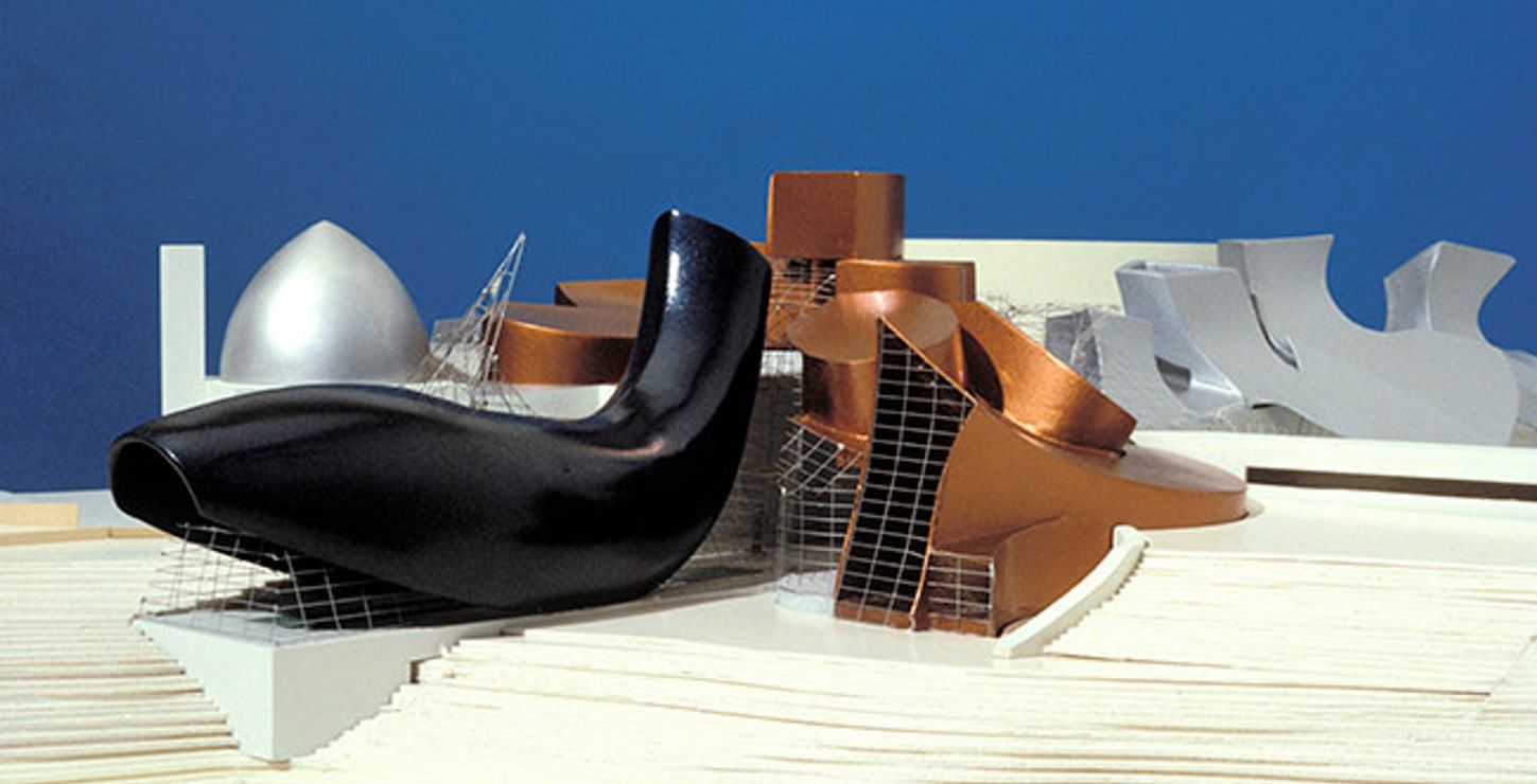 Peter B. Lewis Residence: Design Process Model, 1992
Plaster, wood, metal screen, paper
Designed by Frank O. Gehry, American (born Canada)
Courtesy of Gehry Partners, LLP