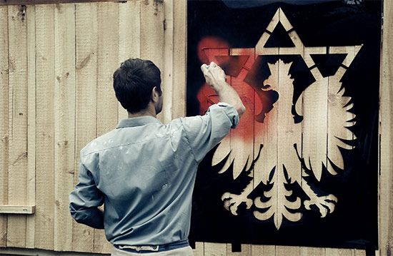 Still from <i>Mur i wieża (Wall and Tower)</i>, 2009, by Yael Bartana. From the trilogy <i>And Europe Will Be Stunned</i>. Image courtesy of the artist
