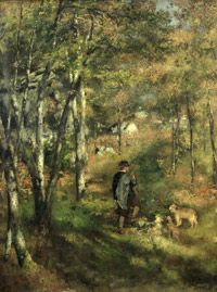 <i>Jules Le Coeur Walking in the Fontainbleau Forest with his Dogs</i>, 1866
Pierre-Auguste Renoir
Oil on Canvas
41 3/4 x 31 3/4 in
Museu de Arte de São Paulo 
Assis Châteaubriand, São Paulo