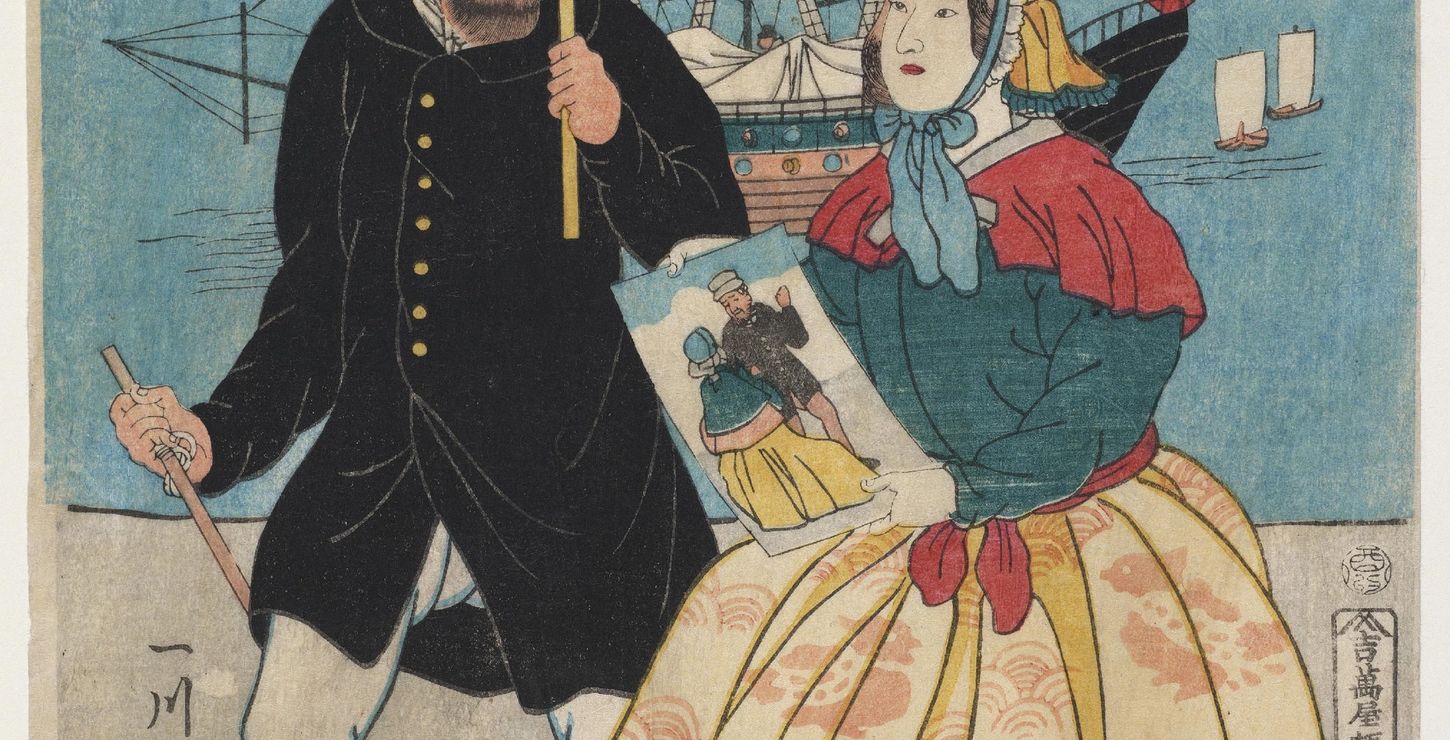 Russians (A Russian Couple), 1861, Utagawa Yoshikazu, Japanese, active c. 1850-70.  Published by Yorozuya Kichibei, Daikichi, 1968-165-55