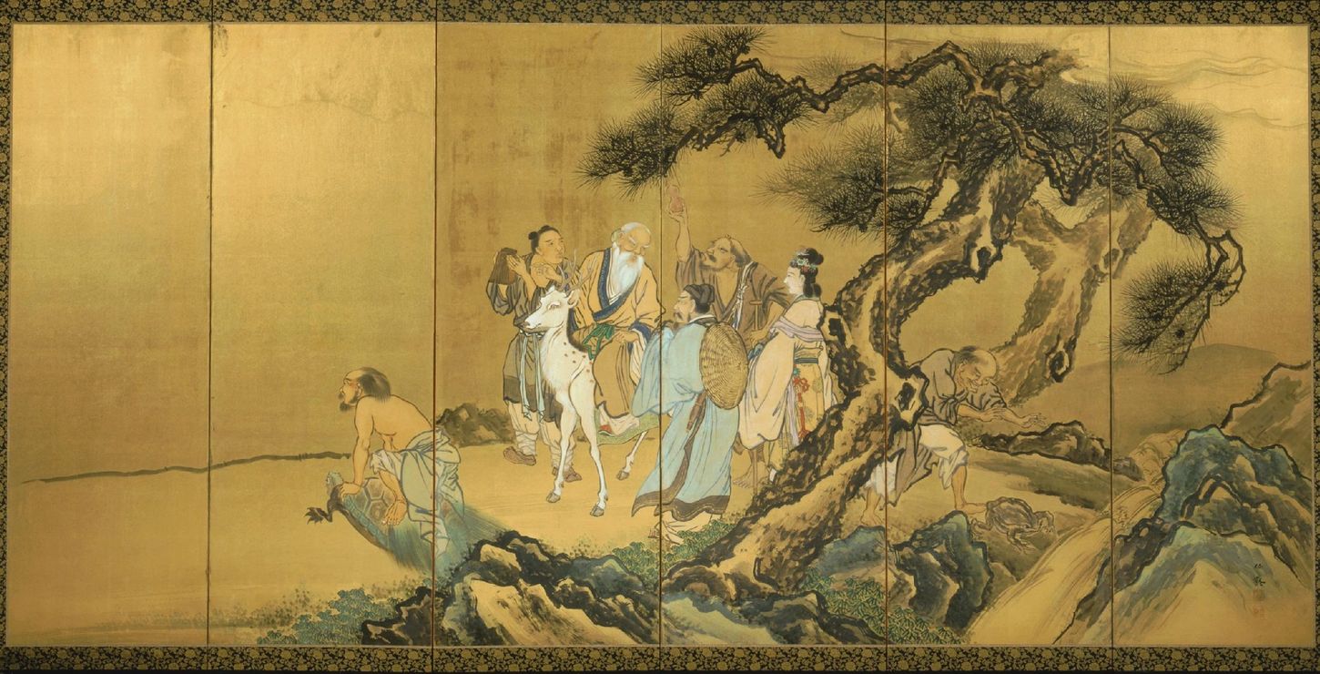 Eight Daoist Immortals Crossing the Sea, 1915, Senrei Hata, Japanese, 1864 - 1929, 2000-56-1a--f