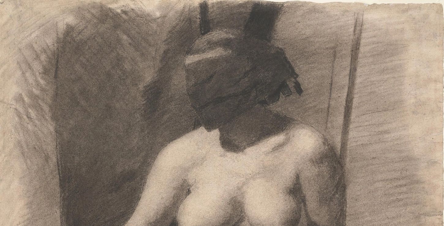 Study of a Seated Nude Woman Wearing a Mask, 1863-1866, Thomas Eakins, American, 1844 - 1916, 1929-184-49