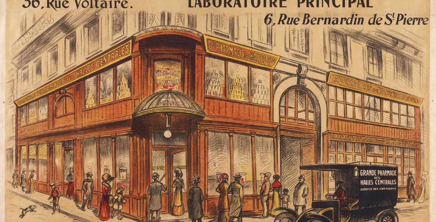 Grande Pharmacie des Halles Centrales, c. 1903, Artist/maker unknown, French.  Printed by F. Champenois, Paris, 1977-47-2