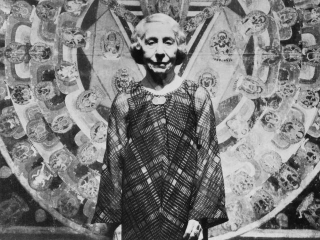 Black and white portrait of Stella Kramrisch