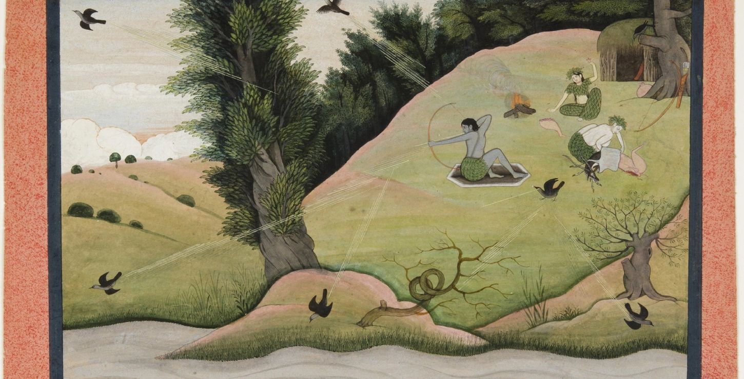 Rama Pursues Kakasura with a Magical Grass-Arrow, c. 1775-1780, Artist/maker: Artist/maker unknown, Indian, 2002-11-1