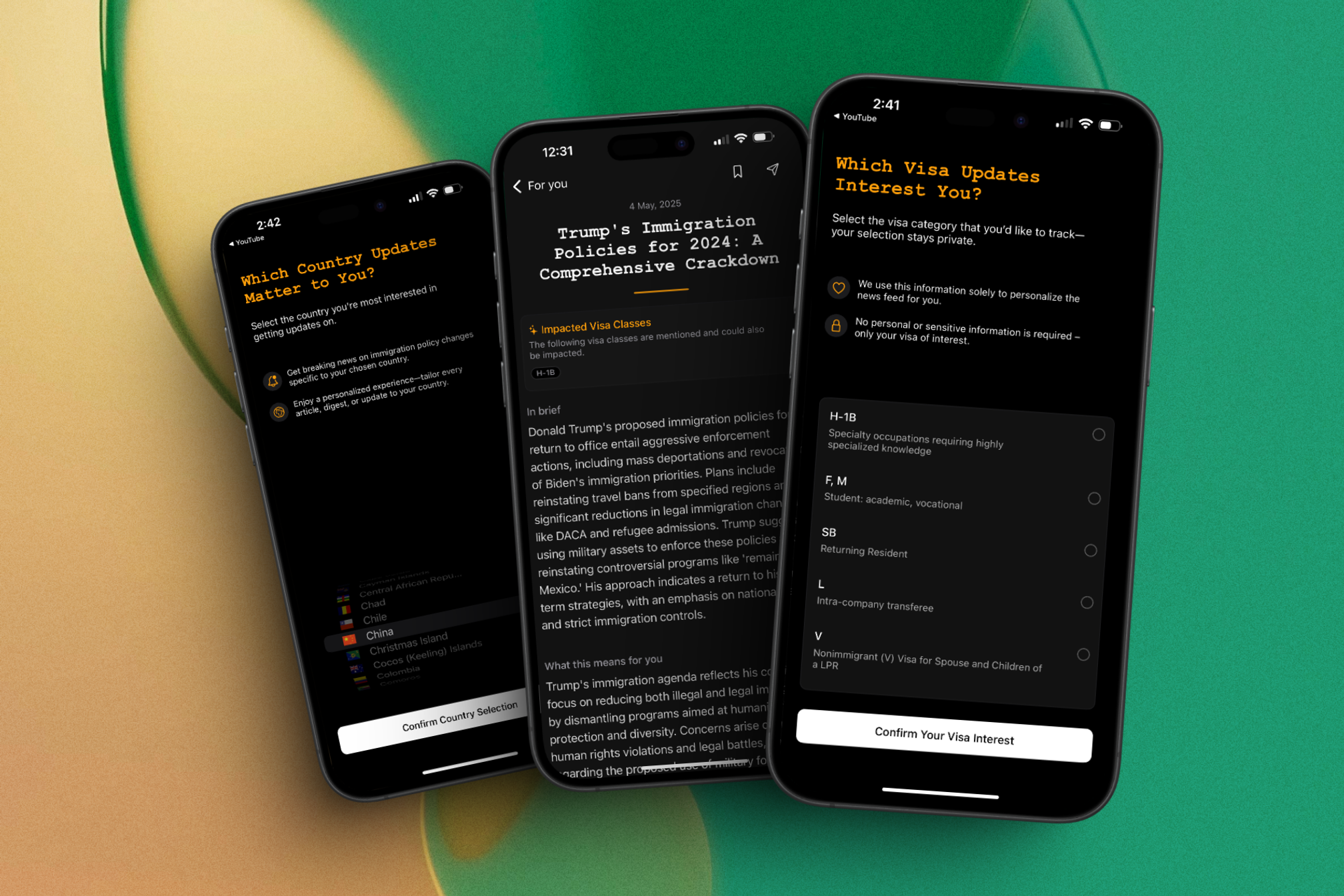 screenshots of app experience