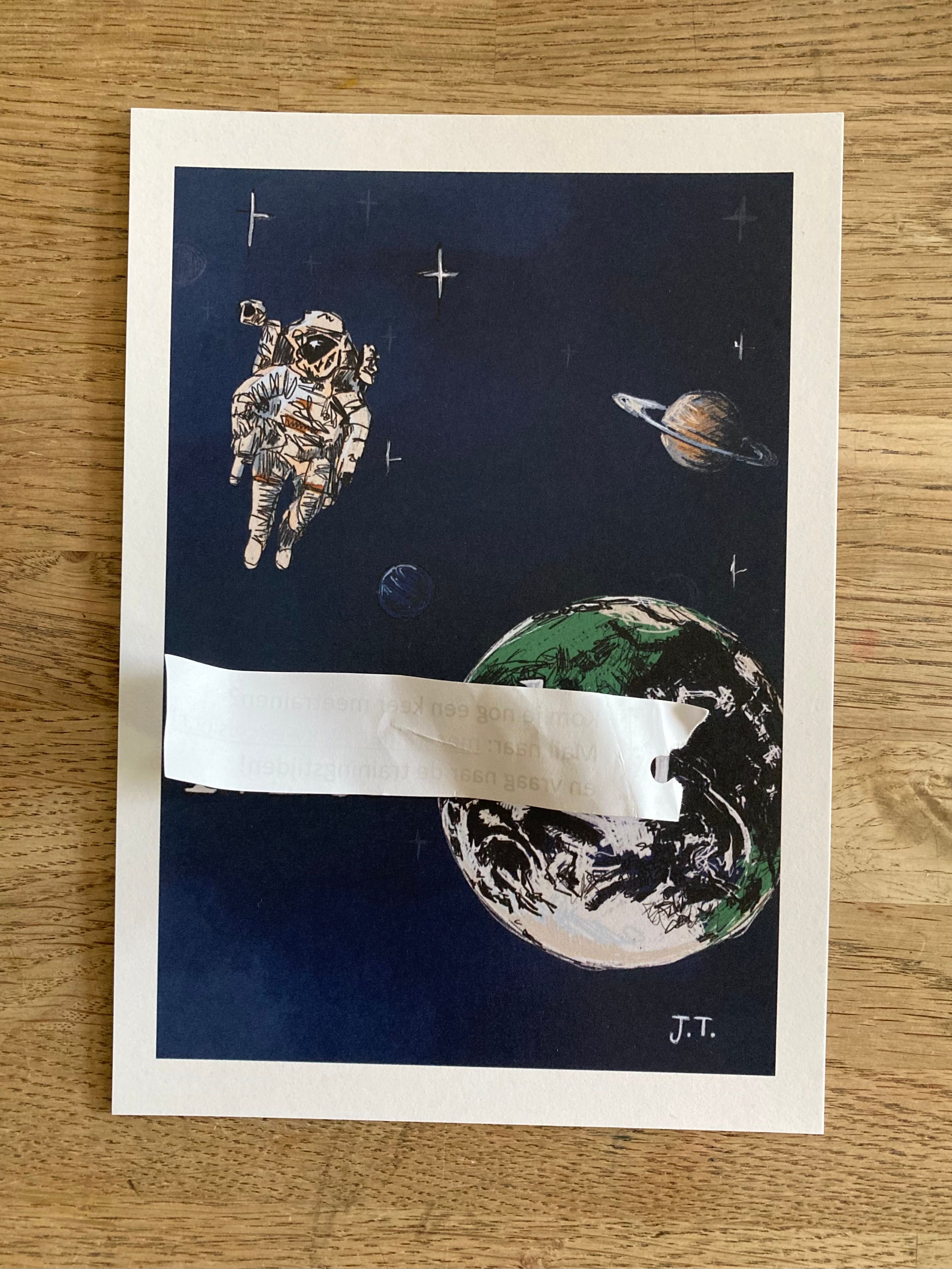 een astronaut zweeft in de ruimte met de aarde op de achtergrond