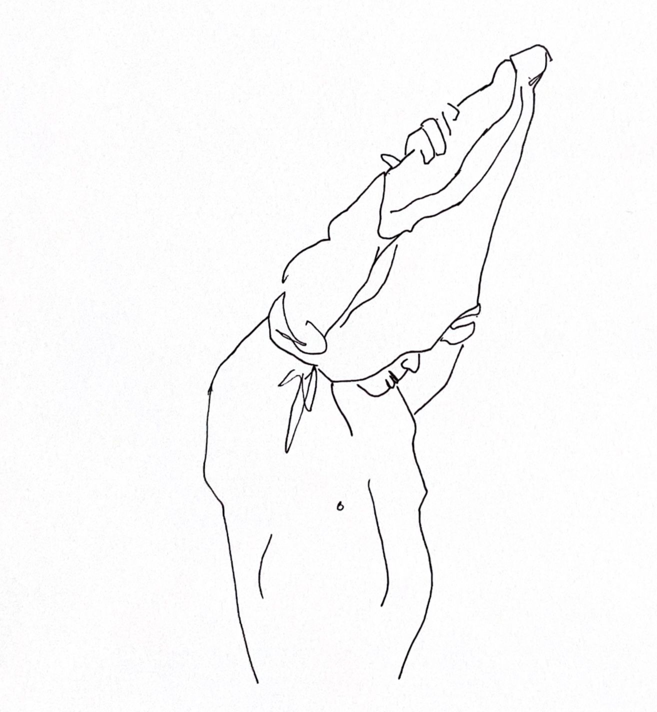tekening van iemand die een t-shirt uittrekt