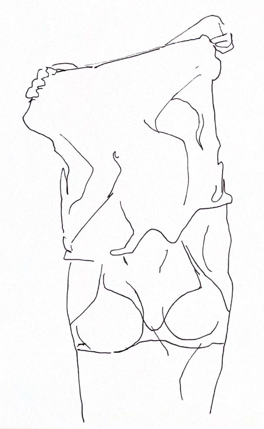 tekening van iemand die een t-shirt uittrekt