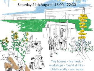 poster met tekening van tiny house en mensen