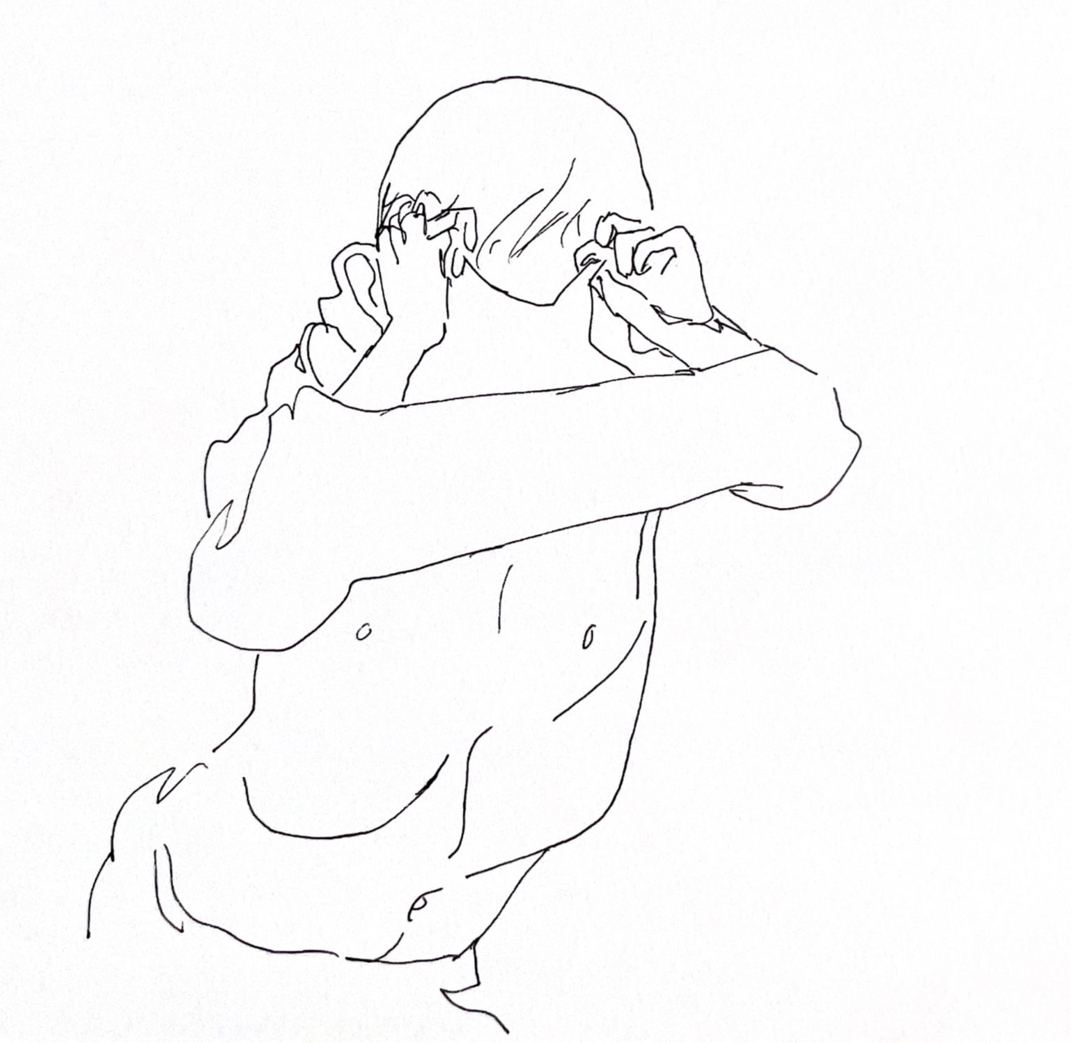tekening van iemand die een t-shirt uittrekt