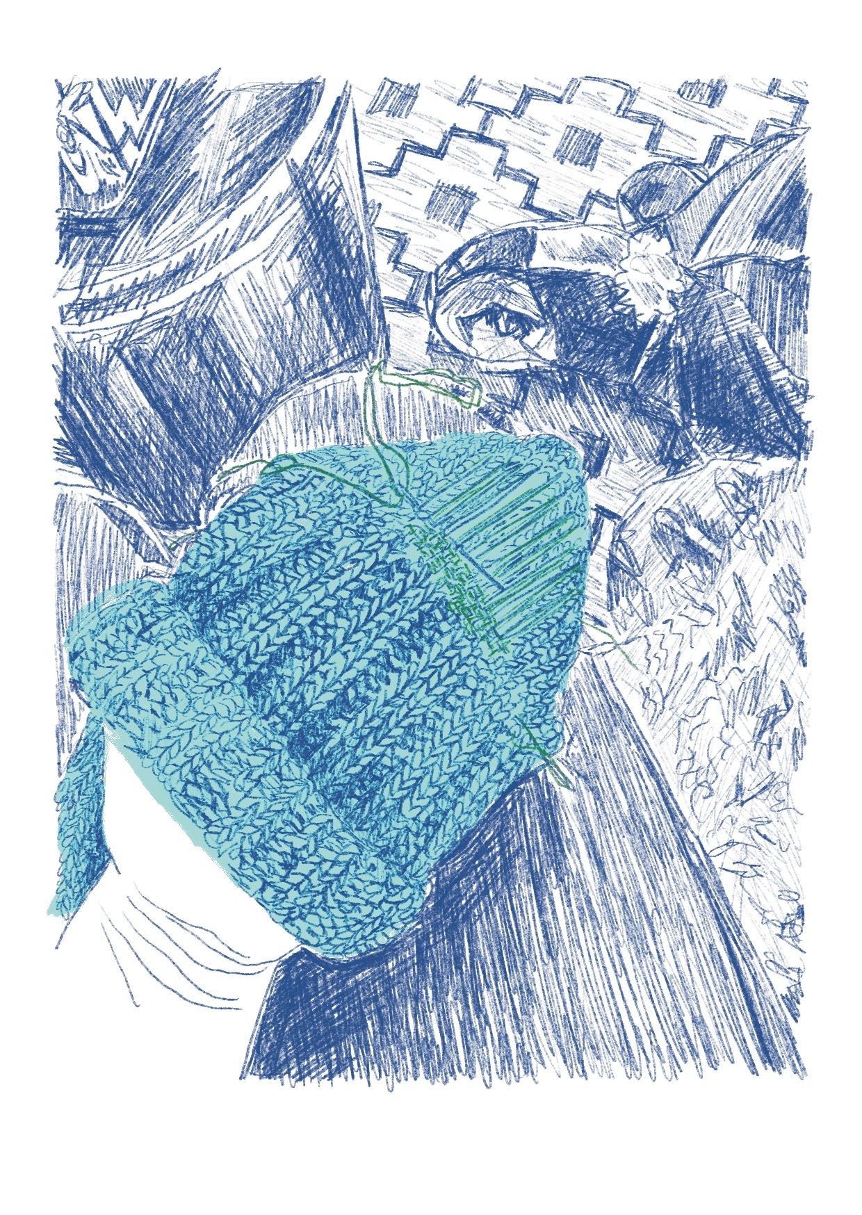 tekening van een sok die gestopt wordt