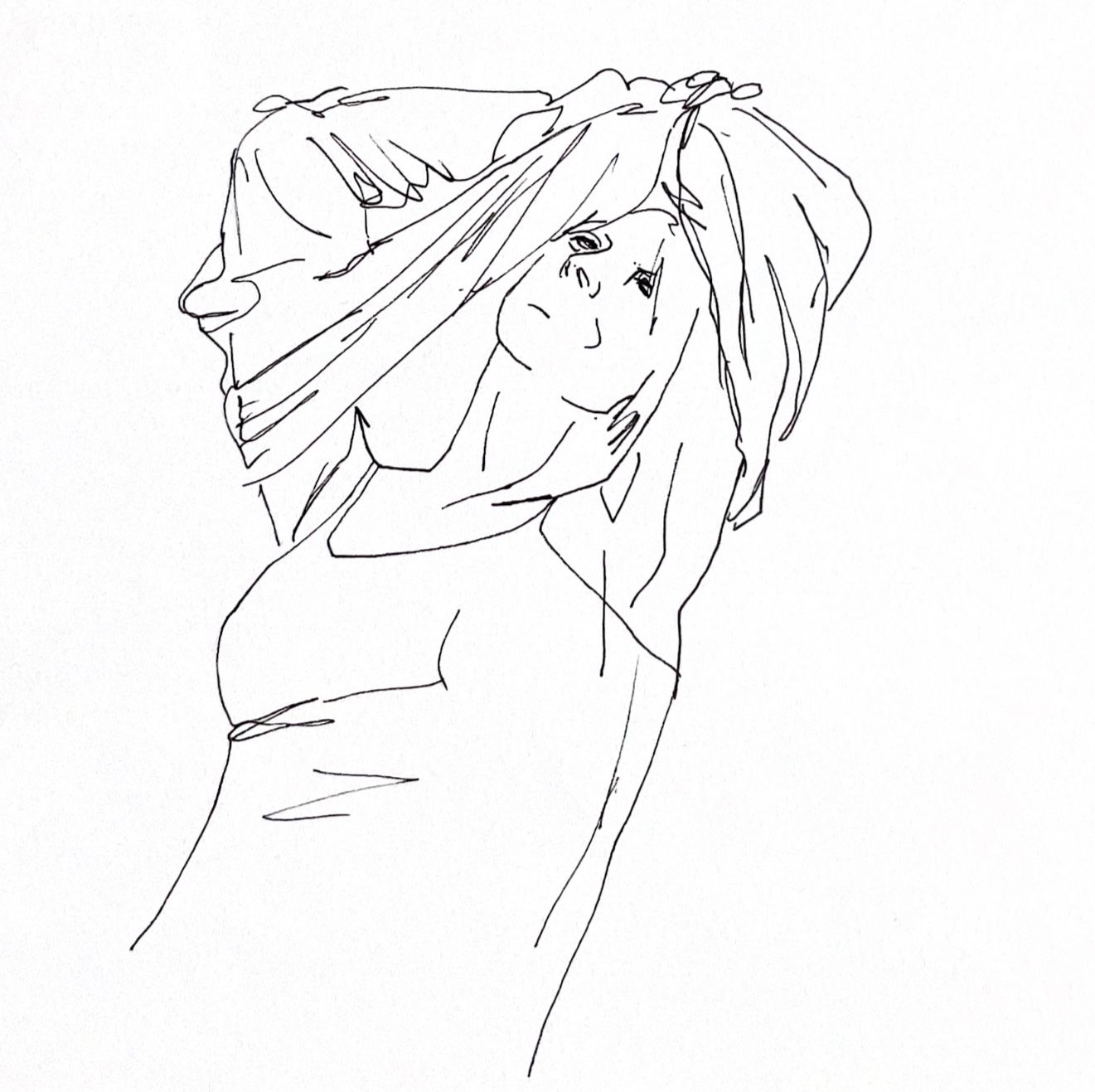 tekening van iemand die een t-shirt uittrekt