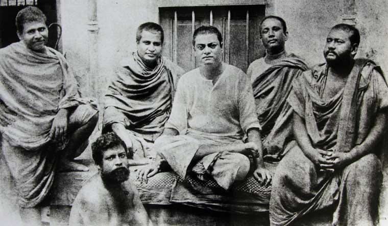 Swamiji and his brother monks at Hathras, living like saints of daily Biksha, in economic poverty!