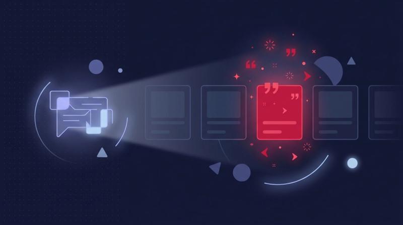 AI brand visibility illustration: AI chat spotlight highlighting one cited brand among many