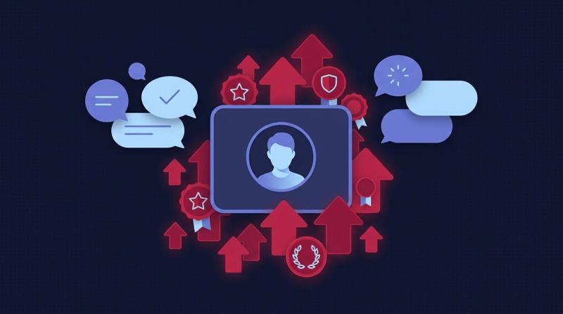 How to get karma on Reddit illustration: user profile surrounded by upvotes, awards and helpful comments