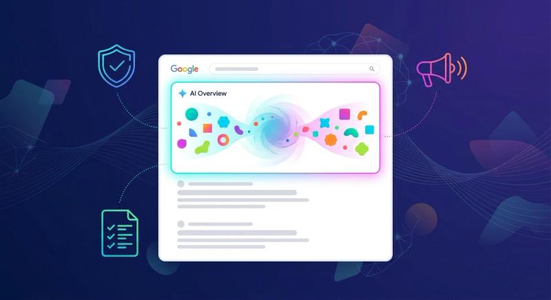 How to rank in Google AI Overviews in 2026 — diagram showing the 12 key signals Google uses to select which brands get cited in AI-generated search summaries