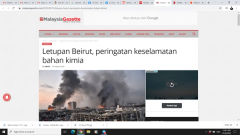 My Article About Beirut Ammonium Nitrate Explosion Published in MalaysiaGazzete