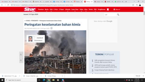 My Article About Beirut Ammonium Nitrate Explosion Published in Sinar Harian