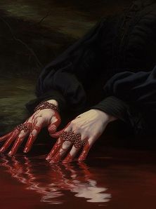Hands covered in red water