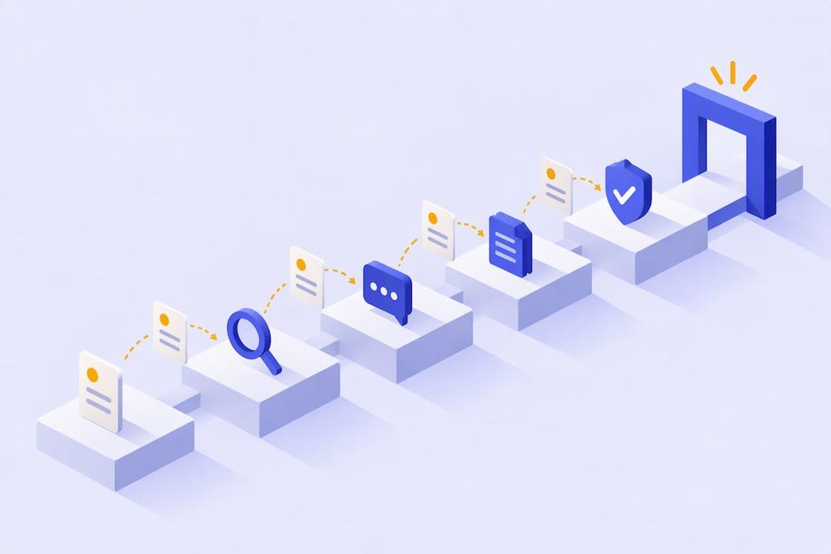 Caminho isométrico com cinco passos de recurso