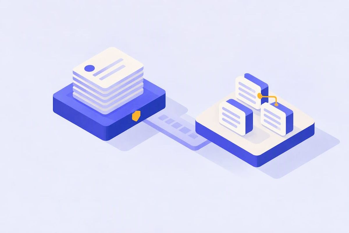 Isometric archive and case-note title card