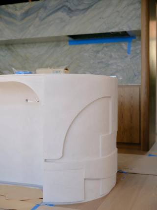 Dancing on the ceiling_kitchen island with bas relief