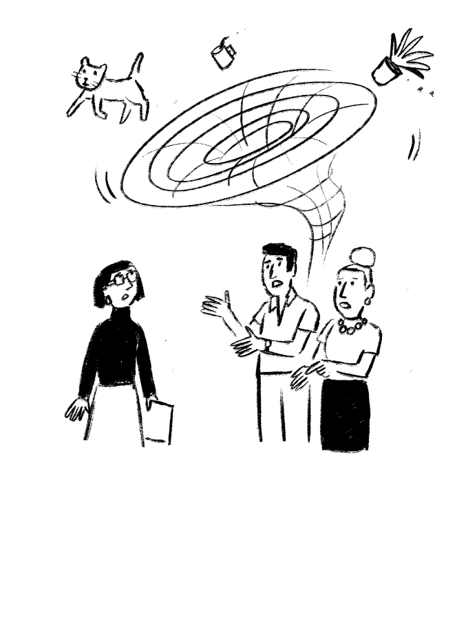 Stylised minimalist illustration showing client and designer conversation